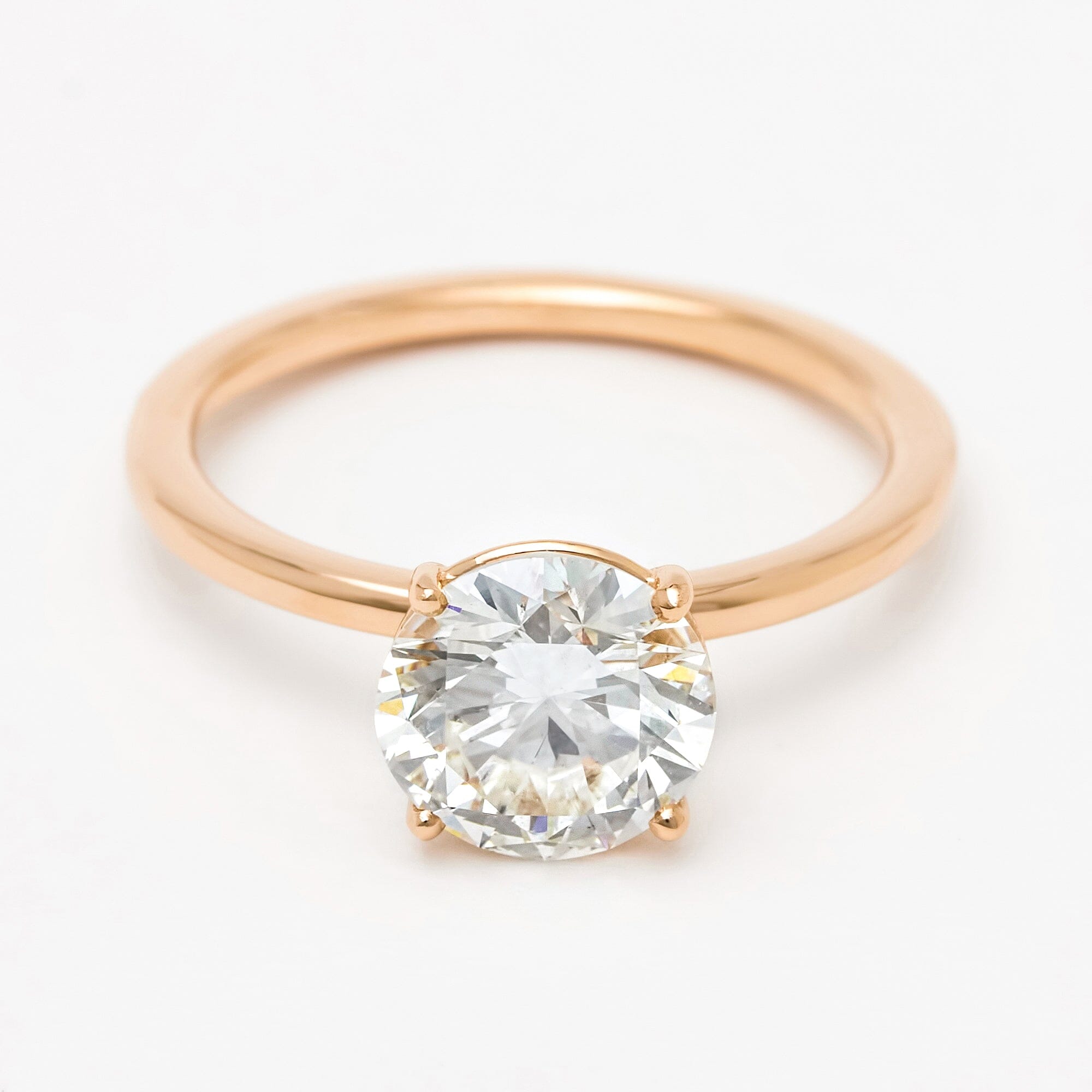 Top down view of diamond solitaire engagement ring